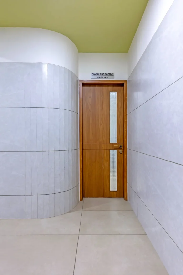 Room entrance detail at Shrey Hospital
